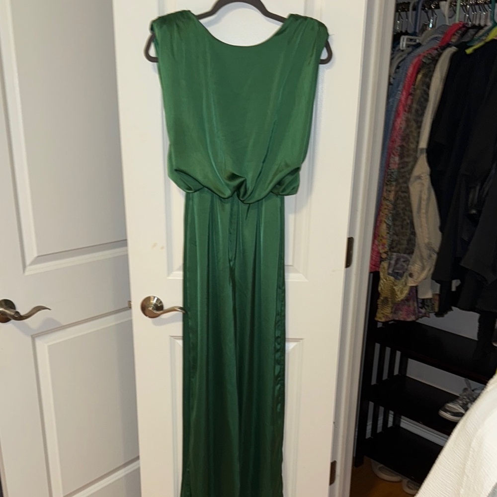 Emerald Green Silk Sleeveless Jumpsuit